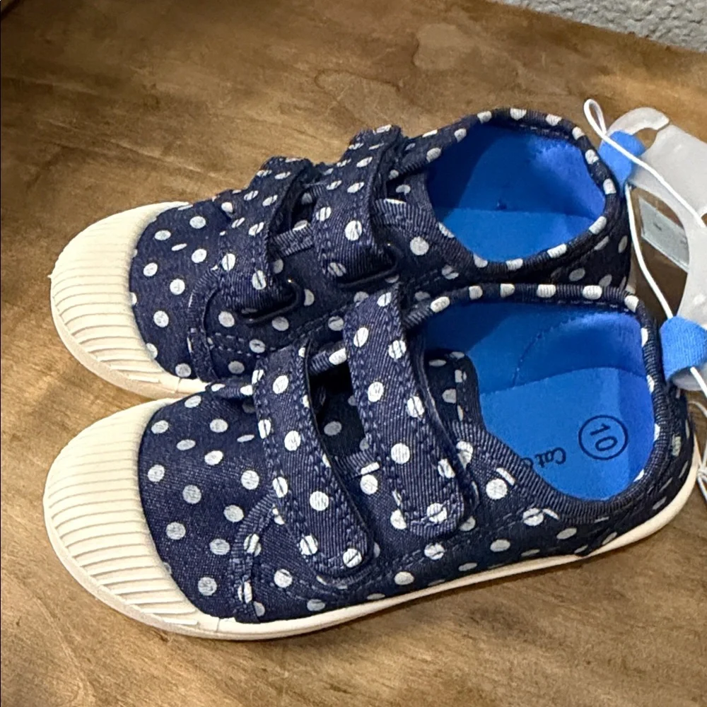 Cat & Jack Kid’s  Navy Polka Dot Slip-On Sneakers size 10
